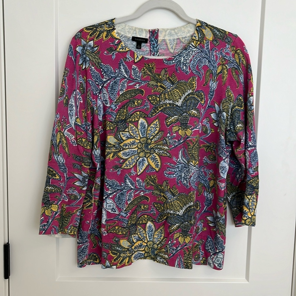 Talbots size L 3/4 sleeve cotton sweater